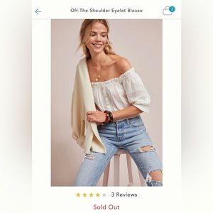 Anthropologie Akemi +Kin Off-The-Shoulder Eyelet Blouse